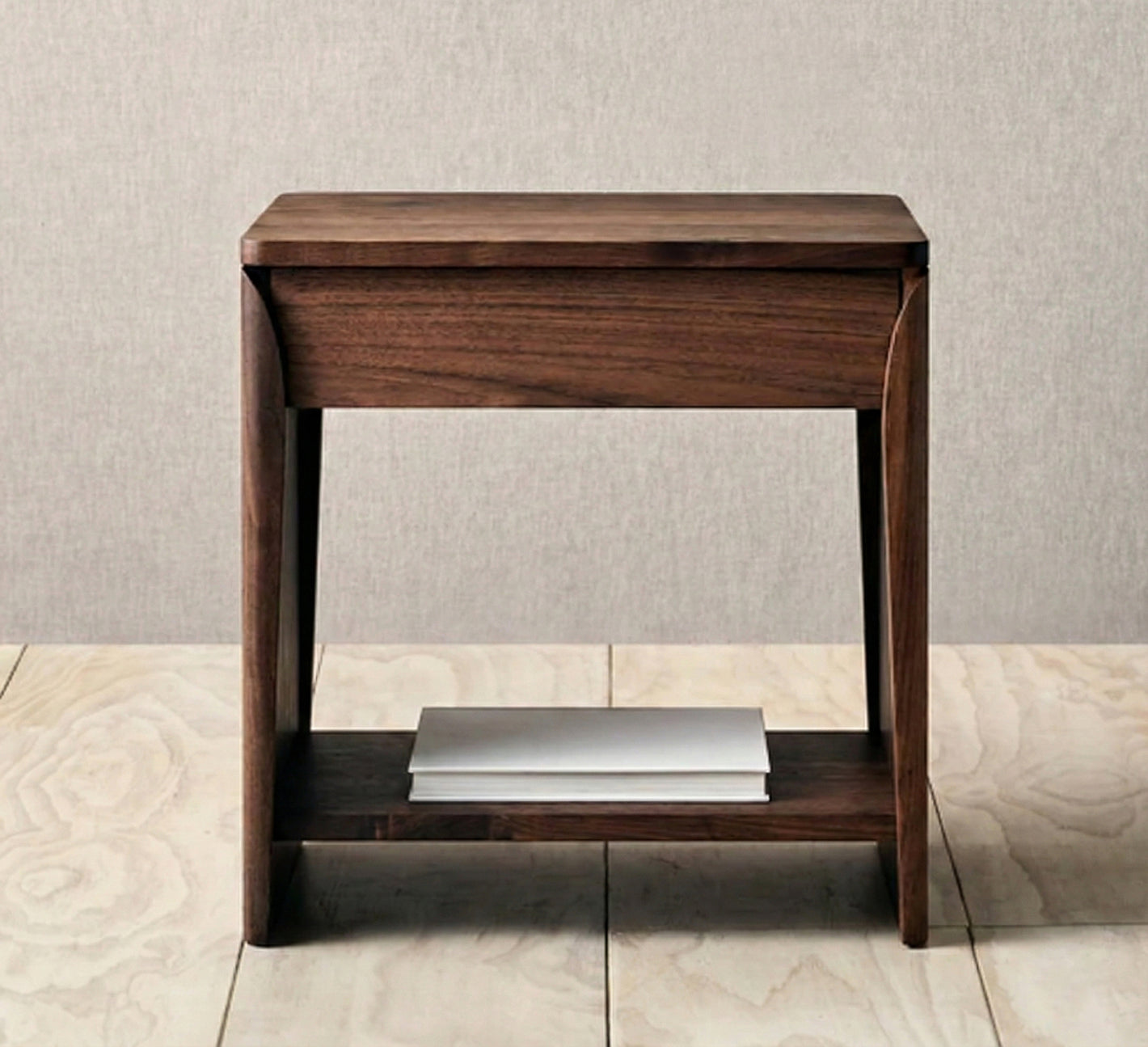 Masif Ahşap Minimalist Komodin | Ceviz Dokulu Zamansız Tasarım