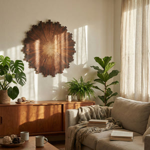 Helios Masif Ahşap Duvar Tablosu - El Yapımı Yakma Sanatı