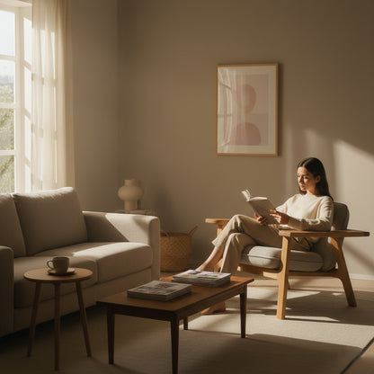 İskandinav Tarzı Masif Ahşap Berjer | El İşçiliği Retro Tekli Koltuk