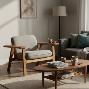 İskandinav Tarzı Masif Ahşap Berjer | El İşçiliği Retro Tekli Koltuk