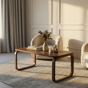 Masif Ahşap Modern Orta Sehpa - Özel Tasarım Kavisli Ayaklar