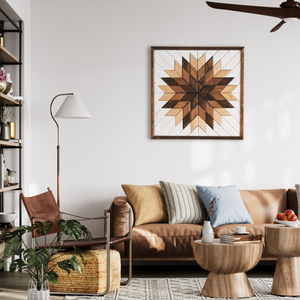 Geometrik Odak: Masif Ahşap "Compass Star" El İşçiliği Duvar Panosu